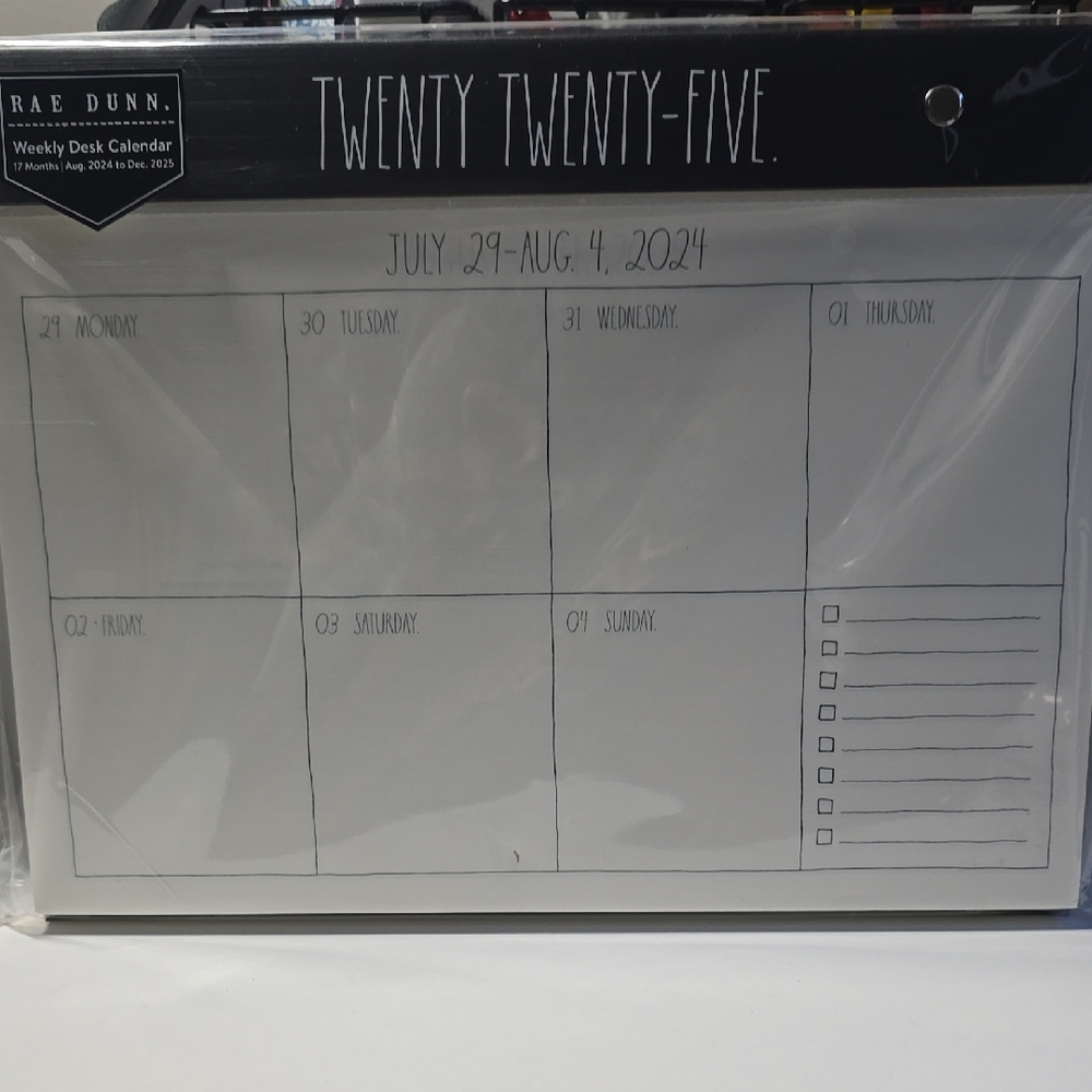 Rae Dunn White Weekly Desk Calendar